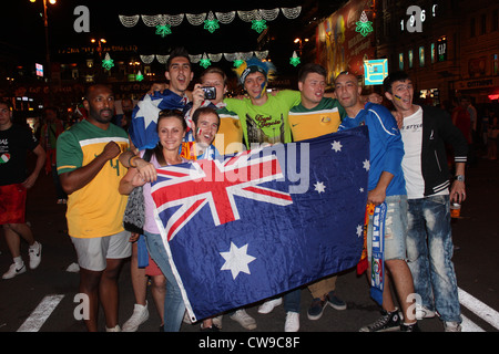 Ventilatori australiani su Euro 2012. Finale. Kiev, Ucraina, il campionato europeo di calcio 2012 Foto Stock