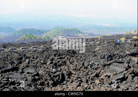 Mt. Etna Pietra Lavica Vulcano Taormina Sicilia Mare Mediterraneo Isola Foto Stock