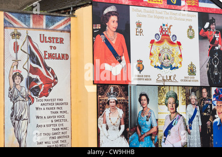 Omaggi a Queen Elizabeth II su Shankill Road, Belfast in Irlanda del Nord. Foto Stock