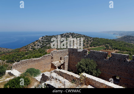 All'interno di Kritinia castello sull'isola greca di Rodi. Viste della zona circostante. Foto Stock