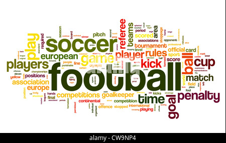 Concetto di calcio in parola tag cloud su sfondo bianco Foto Stock