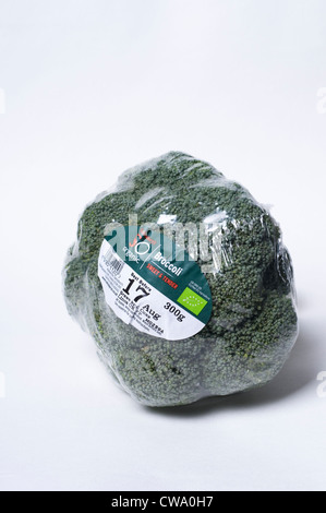Broccoli organico imballaggi in plastica Foto Stock