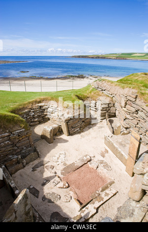 Skara Brae, insediamento neolitico, isole Orcadi Scozia, Regno Unito. Foto Stock