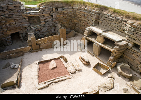 Skara Brae, insediamento neolitico, isole Orcadi Scozia, Regno Unito. Foto Stock