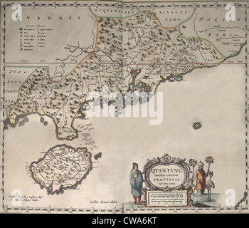 1655 mappa della Cina del Sud Costa da Martino Martini. Foto Stock