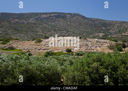 Rovine dell antico insediamento minoico gournià vicino a Agios Nikolaos, Creta, Grecia Foto Stock