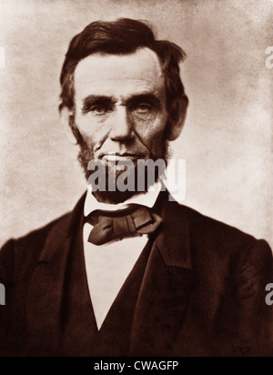 Abramo Lincoln (1809-1856) nel classico 1863 fotografia ritratto da Alexander Gardner. Foto Stock