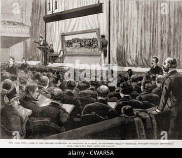 Art Auction in New York dove artista francese Ernest Meissonnier (1815-1891), pittura, Napoleone combattimenti nella battaglia di Foto Stock