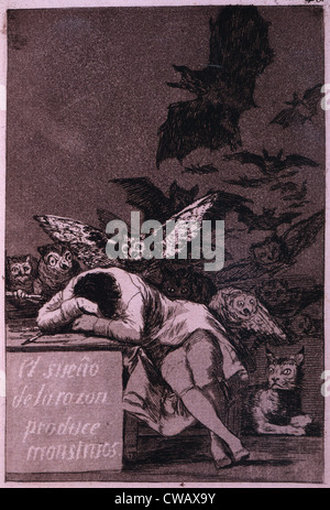 El Sueno De La Razon Produce Monstros, di Francisco Goya (1746-1828), 1868. Foto Stock