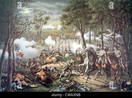 La battaglia di Chancellorsville, 2-4 maggio 1863, litografia da Kurz & Allison, 1889 Foto Stock