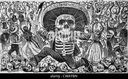 Dettaglio della morte da Calaveras del monton, numero 1, traduzione: teschi dal mucchio, numero 1, costeggiata mostra un maschio Foto Stock