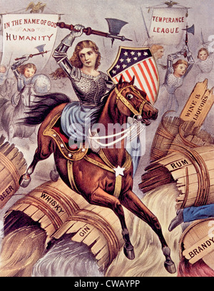 Il divieto e la donna di guerra santa (aka il movimento della Temperanza). Currier & Ives, ca 1874 Foto Stock