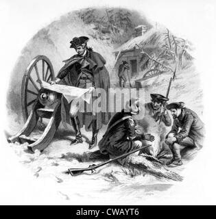 General George Washington a Valley Forge, Pennsylvania, 1777 Foto Stock