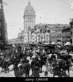 San Francisco, California, Market Street, fotografia stereo, 1901 Foto Stock