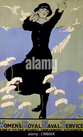 La prima guerra mondiale donna britannica che la Royal Navy poster di reclutamento di Joyce Dennys 1916 Foto Stock