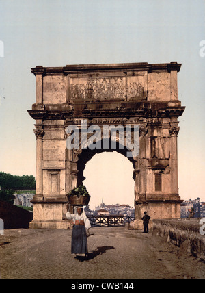 Roma, l'Arco Trionfale di Tito, Italia, photochrom, circa 1890-1900. Foto Stock