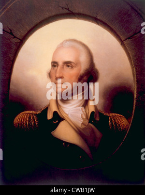 George Washington (1732-1799), U.S. Presidente (1789-1797), ritratto appeso nella sua casa di Mount Vernon, Virginia Foto Stock