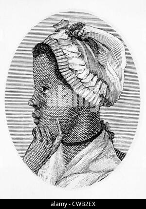 Phillis Wheatley (1753-1784), il primo americano africano scrittore femmina per essere pubblicato negli Stati Uniti nel 1773. Incisione Foto Stock