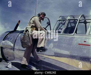 La II Guerra Mondiale, Cadet L. Deitz, presso la Naval Air Base, fotografia di Howard R. Hollem, Corpus Christi, Texas, Agosto 1942. Foto Stock