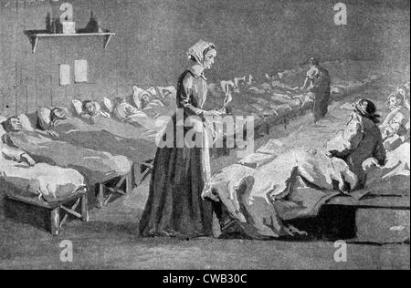 Florence Nightingale (1820-1910), infermiera inglese e pioniere della moderna medicina in ospedale a Uskudar (Scutare) durante il Foto Stock