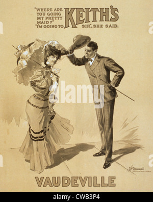 Poster pubblicitari Keith's Vaudeville, titolo originale: dove sta andando la mia bella cameriera?" "Io vado a Keith's Vaudeville, Foto Stock