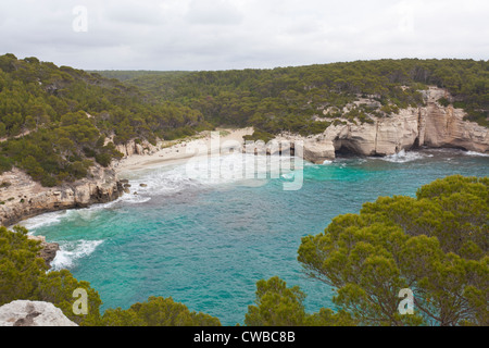 Cala Mitjana Creek Mitjana Menorca Foto Stock