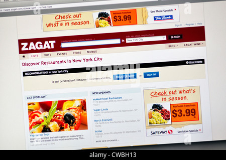 Sito web Zagat Ristorante - La guida delle valutazioni e recensioni Foto Stock