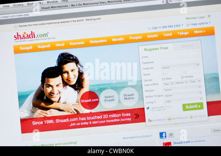 Sito web Shaadi - Indian dating Foto Stock