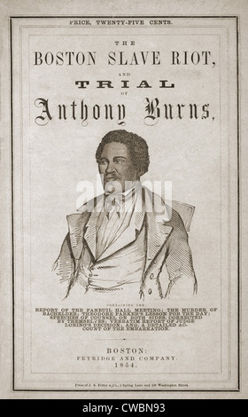 Titolo pagina del BOSTON RIOT SLAVE E LA PROVA DI ANTHONY USTIONI. 1855. Schiavo fuggitivo Anthony Burns, il cui arresto e della prova Foto Stock