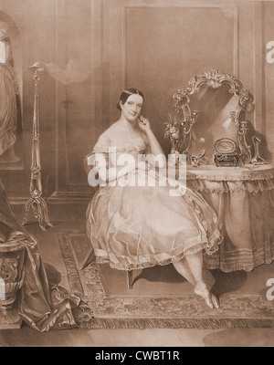 Fanny Elssler (1810-1884). Ballerina austriaca, tournée in America da 1840-43. Lei è nel suo costume di balletto, seduti ad una medicazione Foto Stock