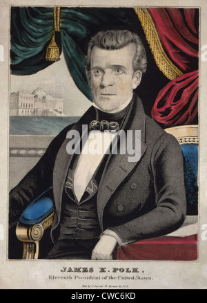 James Polk 1795-1849 Presidente degli Stati Uniti. Litografia popolare pubblicato da Charles Currier. Foto Stock