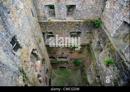 Il medievale tenere banco Salamandre Salamandra / Torre a Beaumont, Hainaut, la Vallonia, Belgio Foto Stock