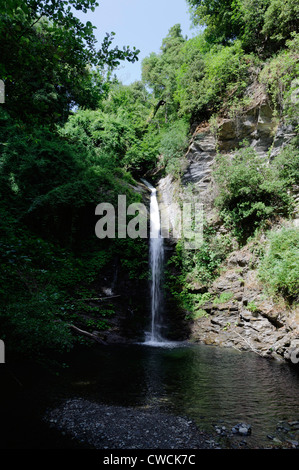 Cascata vicino Carecho nella regione Castaniccia, Corsica, Francia Foto Stock