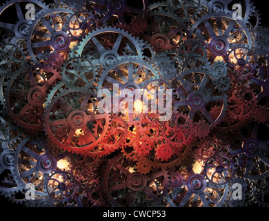 Ruota dentata e marce in background Foto Stock