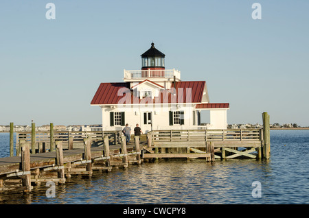 Roanoke paludi Lighthouse replica, Manteo, North Carolina Outer Banks Foto Stock