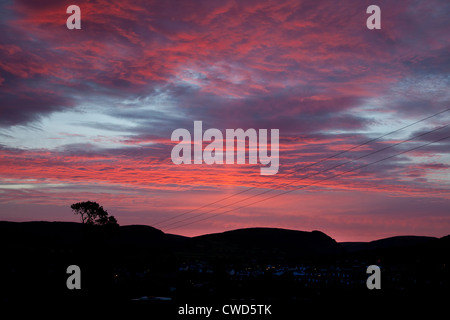Sunset over Rhayader Galles Foto Stock