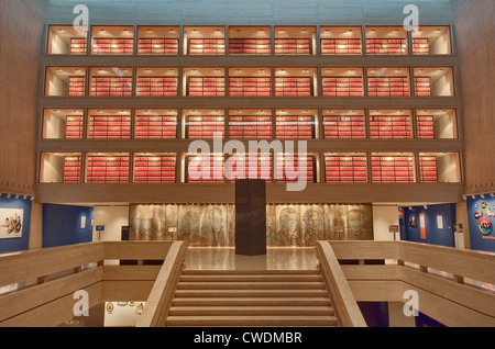 Sezione Archivi su Great Hall presso Lyndon Baines Johnson Library and Museum (LBJ Library) di Austin, Texas, Stati Uniti d'America Foto Stock