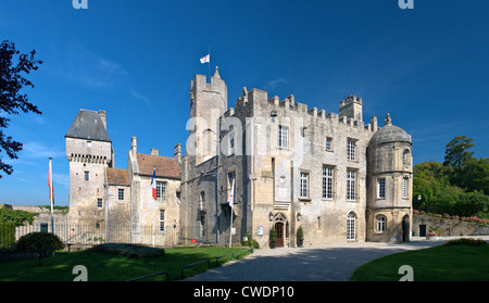 Il castello di Creully dall' XI e il XII secolo nel Calvados dipartimento di Francia. Foto Stock