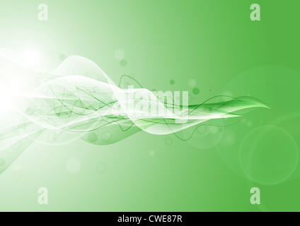 Curve e onde su sfondo verde Foto Stock