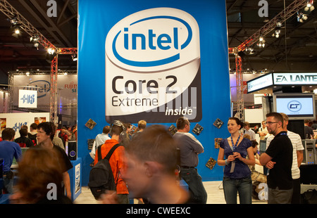 Leipzig - stand di Intel alla Games Convention Foto Stock