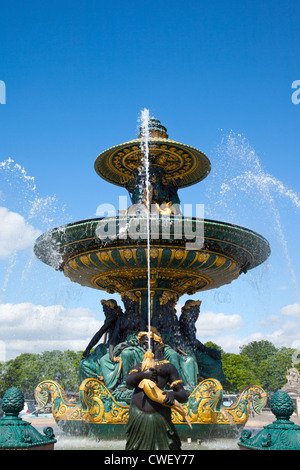 Fontana di Place de la Concorde a Parigi Foto Stock