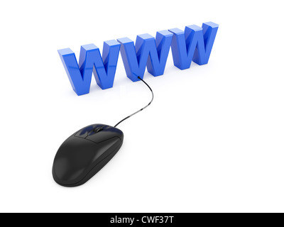 3D render di di mouse del computer e il testo 'www' concetto internet Foto Stock