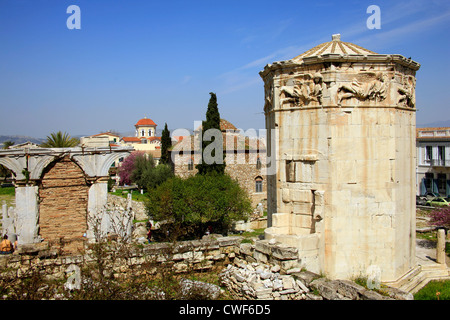 La Grecia, Atene, Romana agorà, torre del vento Foto Stock