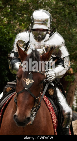 Medieval rievocazione - cavalieri in armatura Foto Stock