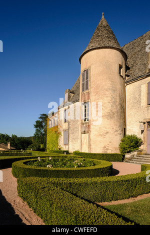 Castello e giardini di Marqueyssac, Vézac, Dordogne, Perigord, Aquitania, Francia Foto Stock