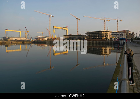 Durante la costruzione del Titanic Quarter, Belfast, 2008. Foto Stock