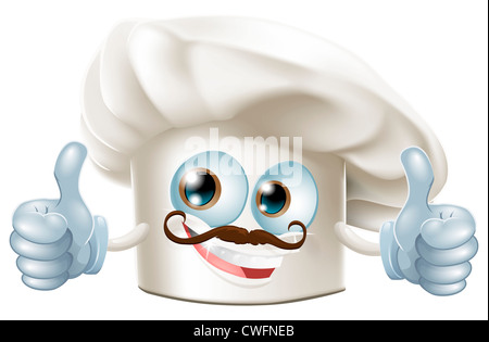 Un felice cartoon chef carattere facendo un pollice in alto gesto Foto Stock