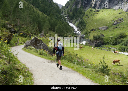 Virgen gli escursionisti in Virgental Foto Stock