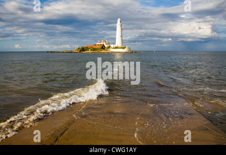 St Mary's faro, Whitley Bay, Northumberland, Inghilterra Foto Stock