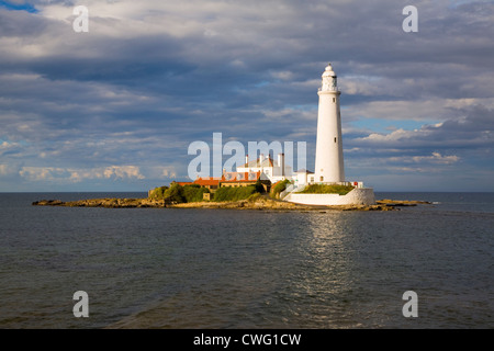 St Mary's faro, Whitley Bay, Northumberland, Inghilterra Foto Stock